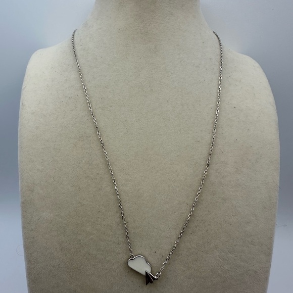 Dainty Silver 925 Cloud and Paper Airplane Pendant on Silver 925 Chain - Picture 3 of 15